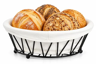 Produktbild von Brotkorb aus Metall mit Stofftasche Brötchenkorb Gebäckschale Obstkorb