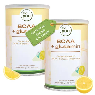 Produktbild von for you BCAA + Glutamin Energy & Recovery - Zitrone Doppelpack