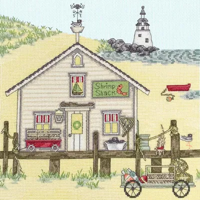 Produktbild von Auslaufmodell Bothy Threads Kreuzstich Set "Garnelenhütte", Zählmuster, XSS14, 26x26cm