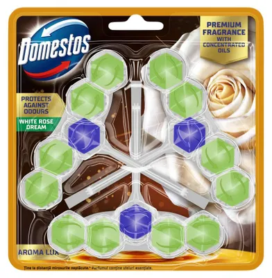 Zdjęcie produktu dla Domestos Kostka WC Zapachowa Aroma White Rose Green Tea 3x50g