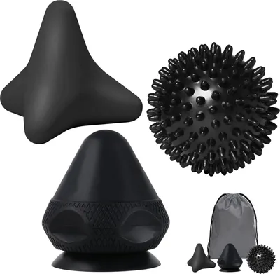 Produktbild von Triggerpunkt Drücker Massagegerät+Igelball,Schmerzfrei Drücker Set mit Saugnapf & Beutel für Muskelschmerzen und Verspannungen, Osteopressur Drücker Massager für Selbstmassage (Schwarz)
