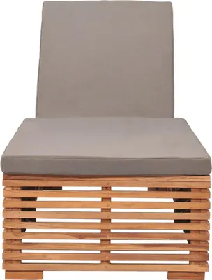 Produktbild von vidaXL Sonnenliege mit Dunkelgrauem Kissen Teak Massivholz