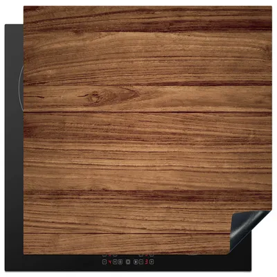 Obrázek produktu pro KitchenYeah® Kryt varné desky vzhled dřeva - hnědý, 78x78cm, dekorace do kuchyně, keramický kryt varné desky, krycí deska na varnou desku
