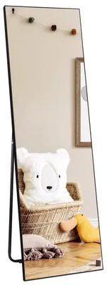 Productafbeelding van Spiegel voor het hele lichaam, zwart, 150x41 cm, vrijstaand, wandspiegel, veiligheidsglas