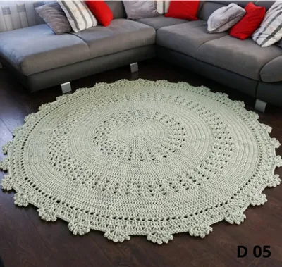 Obrázek produktu pro Kulatý háčkovaný koberec / průměr 140 cm / 5 mm bavlněný koberec / koberec do obývacího pokoje / koberec do dětského pokoje / koberec do koupelny / rohožka / bavlněný koberec / skandinávský koberec / domácí dekorace
