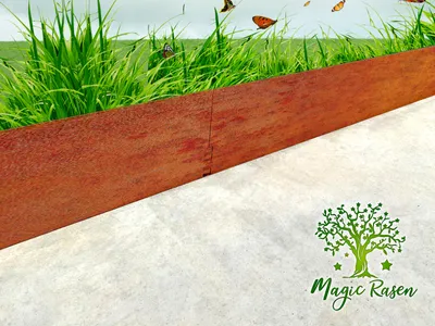 Produktbild von Rasenkante H-200mm L-18m Cortenstahl 2mm Edelrost Mähkante Beeteinfassung Metall Rostig Corten