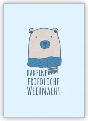 Produktbild von 4x Tolle Weihnachtskarte für Freunde mit Eisbär: Hab eine friedliche Weihnacht
