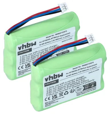 Produktbild von vhbw 2x Akku kompatibel mit Agfeo DECT 35, DECT 45, DECT 30 schnurlos Festnetz Telefon (800 mAh, 3,6 V, NiMH)