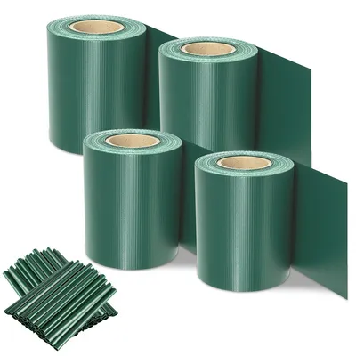 Produktbild von Yakimz Sichtschutzstreifen Verschiedene Doppelstabmatten PVC Zaun Folie Gartenzaun Reflexionsarm mit Clips 8 Rollen á 70m x 19cm Grün