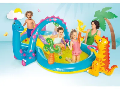 Produktbild von Wasserpark für Kinder im Dinosaurus-Thema mit Rutsche und Springbrunnen