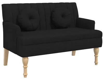 Image de vidaXL Banc avec coussin noir 113x64,5x75,5 cm Tissu