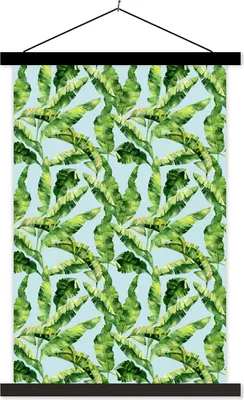 Produktbild von MuchoWow® Textilposter Vintage - Grün - Blätter 120x180 cm mit schwarzem Rahmen - Fotos