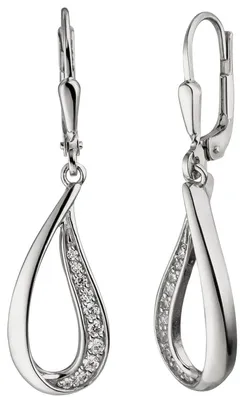 Produktbild von Ohrhänger Tropfen mit 20 Zirkonia weiß 925 Silber Ohrringe Ohrschmuck Damen