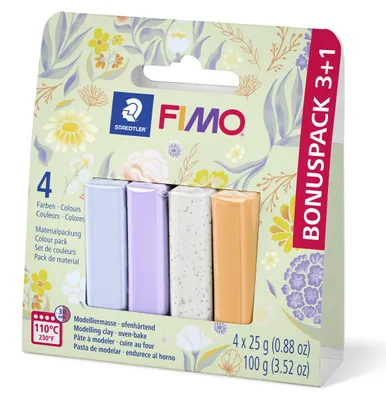 Produktbild von STAEDTLER FIMO soft 8023 ofenhärtende Modelliermasse Farbset "bloomy" mit 4 Halbblöcken je 25