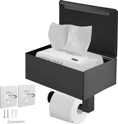 Produktbild von Schwarzes Toilettenpapierregal aus Edelstahl, Wandhalterung, schwarz
