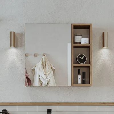 Obrázok produktu pre Skye Decor, kvalitná skrinka do kúpeľne so zrkadlom, 65 cm, borovica "Atlantik", 100% MDF