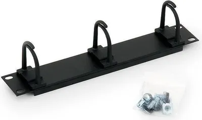 Produktbild von Kabelkanal 1HE schwarz mit 3 Plastebügel 10" für 19" Rack