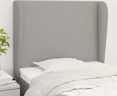 Produktbild von vidaXL Kopfteil mit Ohren Hellgrau 93x23x118/128 cm Stoff - Kopfteil - Kopfteile - Bett-Kopfteil - Bettkopfteil