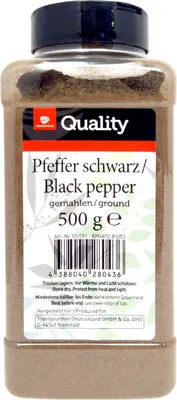 Produktbild von TGQ Pfeffer schwarz gemahlen 500g Streudose Vorrat Gewürze Küche Gastro