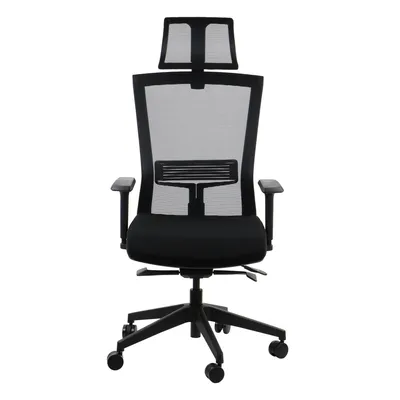 Immagine prodotto di Sedia da ufficio ergonomica girevole HOPE, braccioli regolabili, poggiatesta, seduta scorrevole (avanti-indietro), nero