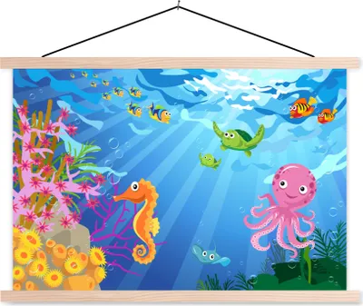Produktbild von MuchoWow® Textilposter Kinder - Tiere - Wasser 60x40 cm mit holzfarbenen Rahmen - Bilder