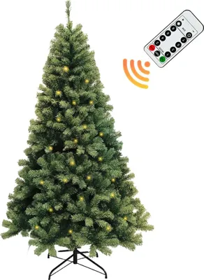 Obrázek produktu pro Vánoční stromek, předsvícený s 250 LED světýlky, 2,10 m přírodního vzhledu, zelený, 210 cm