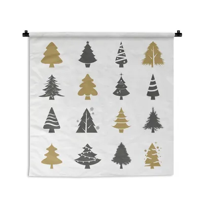 Produktbild von MuchoWow® Wandteppich Wandbehang Illustration Weihnachten - Muster - Weihnachtsbaum 150x150 cm Tapisserie Dekoration Wandtuch - Wohnaccessoires - Modernes