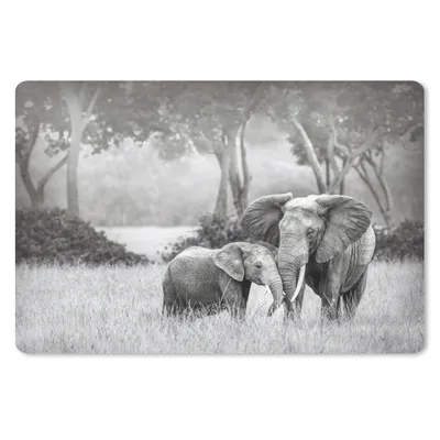 Produktbild von MuchoWow® Mauspad Mousepad Elefant - Tiere - Natur - Schwarz und weiß 27x18 cm - Mousepads - Maus Mat - Pad - Mausunterlage - Büroartikel - Desk Matten