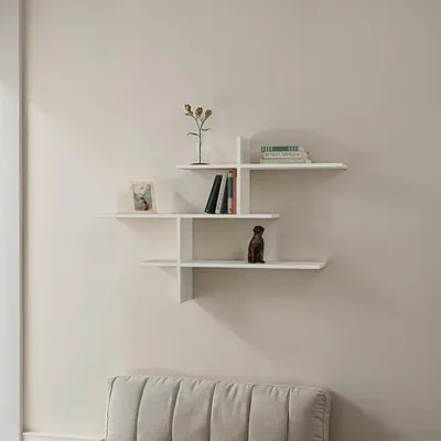 Imagen del producto de Estantería con puertas - Madera - 3 estantes - 123 x 80 x 22 cm - Blanco