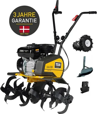 Produktbild von TEXAS Benzin Gartenfräse Motorhacke Bodenhacke Lilli 535TG Set mit Pflug + Räder