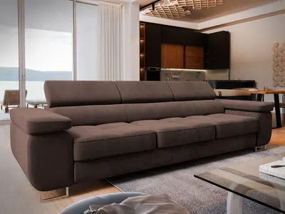 Produktbild von Sofa MOSINE Braun Velours-Stoff mit Schlaffunktion, Wohnzimmersofa, Couch, Soffa, Bettsofa, Couchgarnitur- Braun, MONOLITH 29
