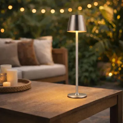 Produktbild von LED Tischleuchte, silber, Touchdimmer, Höhe anpassbar,  H 47 cm