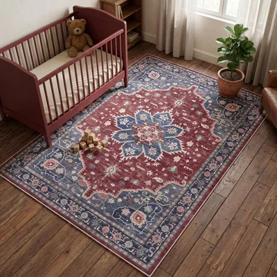 Obrázok produktu pre Umývateľný vintage boho koberec, 120 x 170 cm, s protišmykovou podložkou