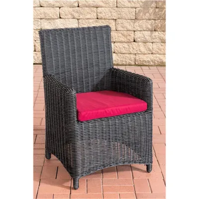 Obrázok produktu pre Záhradná stolička CLP z polyrotanu Fontana, 5 mm, čierna, farba čalúnenia rubínovo červená