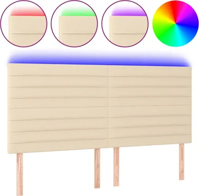 Produktbild von vidaXL LED Kopfteil Creme 200x5x118/128 cm Stoff