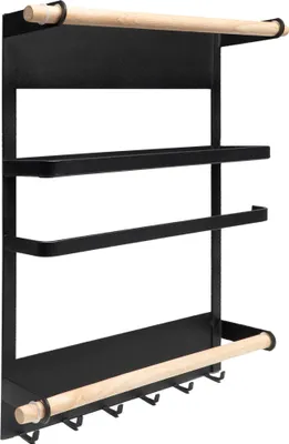 Produktbild von QUVIO Magnetisches Küchenregal aus Metall - Küchenregal für Kräuter, Handtücher und Servierlöffel - Schwarz