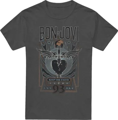 Produktbild von Bon Jovi - "Keep The Faith" T-Shirt für Herren/Damen Uni TV20687 (S) (Holzkohle)