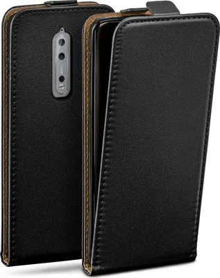 Produktbild von moex® Flip Case kompatibel mit Nokia 8 - Hülle mit 360 Grad Schutz, Schwarz