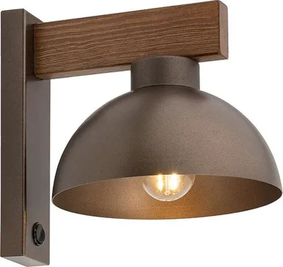 Productafbeelding van Wandlamp met schakelaar, model OSLO, bruin, artikelnummer 6279, merk TK Lighting