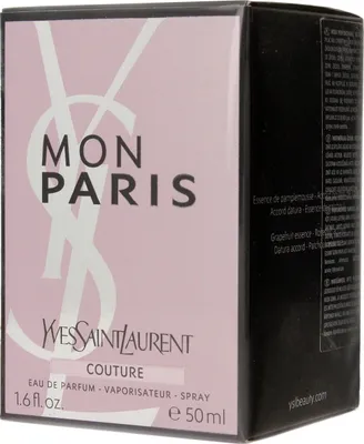 A product box for Yves Saint Laurent Mon Paris Couture Eau de Parfum.