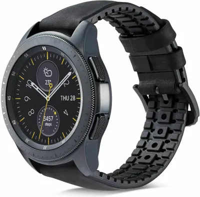 Produktbild von Strap-it Samsung Galaxy Watch 46mm Silikon / Leder Armband (Schwarz)