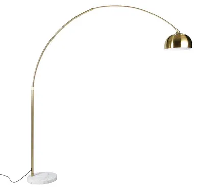 Produktbild von Bogenlampe Messing mit Weißem Marmorsockel Verstellbar XXL