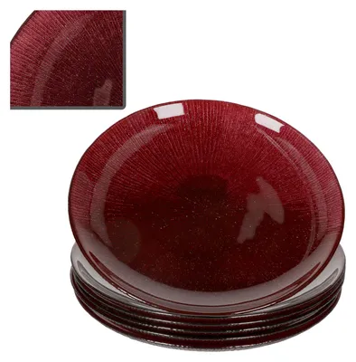 Produktbild von 6x Suez Kuchenteller Ø21,2cm Glas Rot Glitzer Dessert Weihnachten