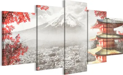 Image de LUMASOUL Tableau sur toile, avec motif naturel, tableaux avec paysage japonais, 100 x 50 cm