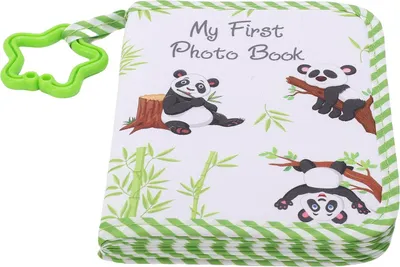 Productafbeelding van Baby: Mijn eerste fotoboek, een aandenken, zachte doek met veiligheidsspiegel voor pasgeborenen, doop, groene panda, 18 x 14 cm