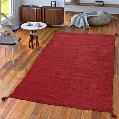 Produktbild von TT Home Handwebteppich Wohnzimmer Natur Webteppich Kelim Modern Baumwolle In Rot Größe 200x290 cm
