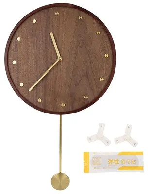 Productafbeelding van Stille houten wandklok - Moderne minimalistische klok - Eenvoudig ontwerp - Klok met pendel