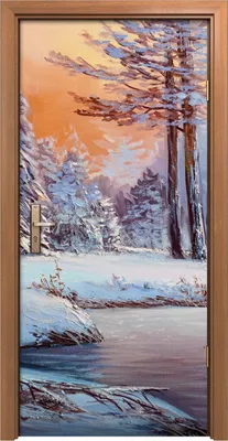 Produktbild von Türposter 90x200 cm Türaufkleber Türtapete Türfolie Klebefolie Landschaft Weihnachts Wald mit Fluss