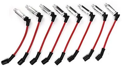 Imagen del producto de Juegos de 8 cables de bujía, modelo 9748UU. Cables de bujía de alta calidad, con goma y aluminio duraderos
