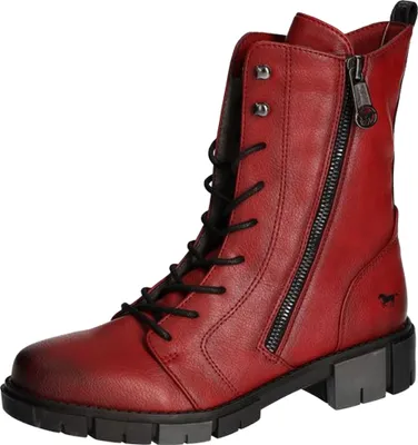 Produktbild von Mustang Damen Stiefelette Zierreißverschluss trendiger Schnürboot 1443-504, Größe:39 EU, Farbe:Rot
